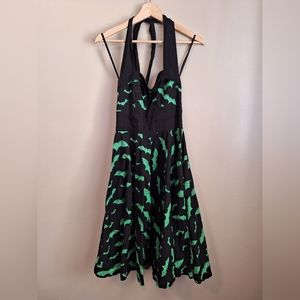 Hell Bunny Green and Black Bat Dress Size Small